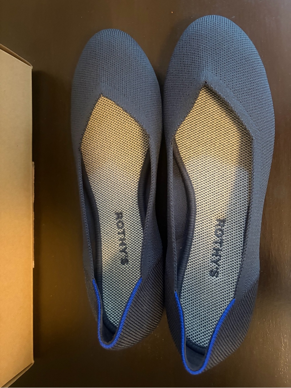 Rothy's Navy Knit Slip-On Flats with Blue Trim